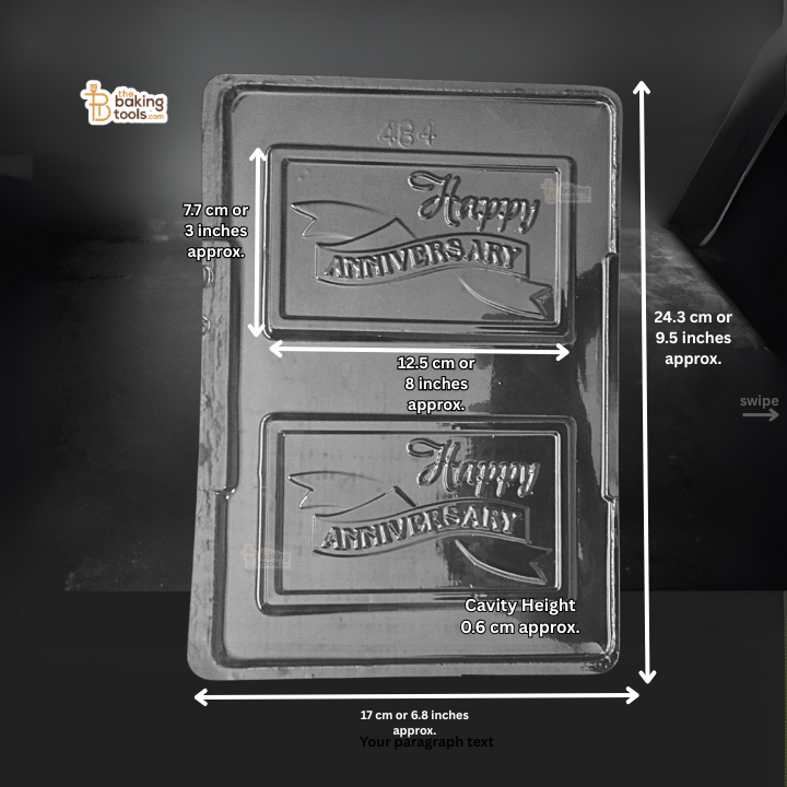 'Happy Anniversary' text mould and measurements